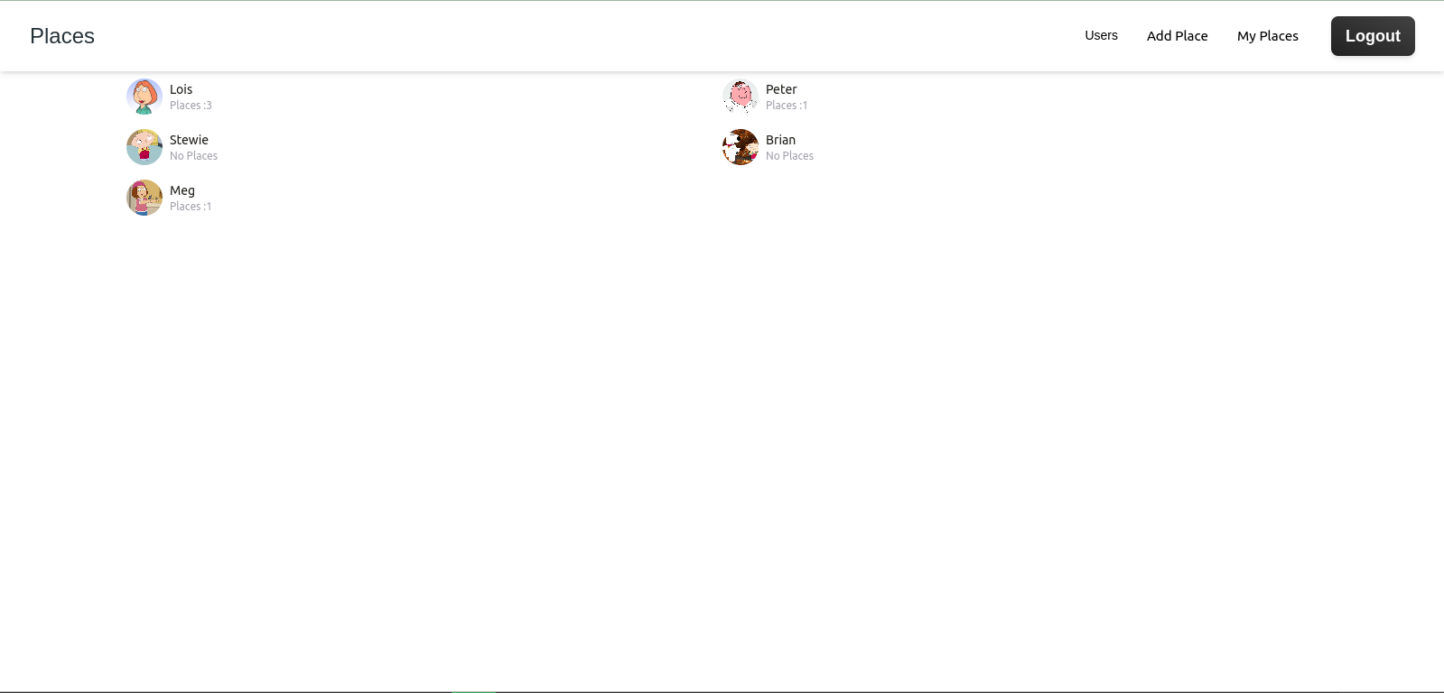 Places Full Stack Website