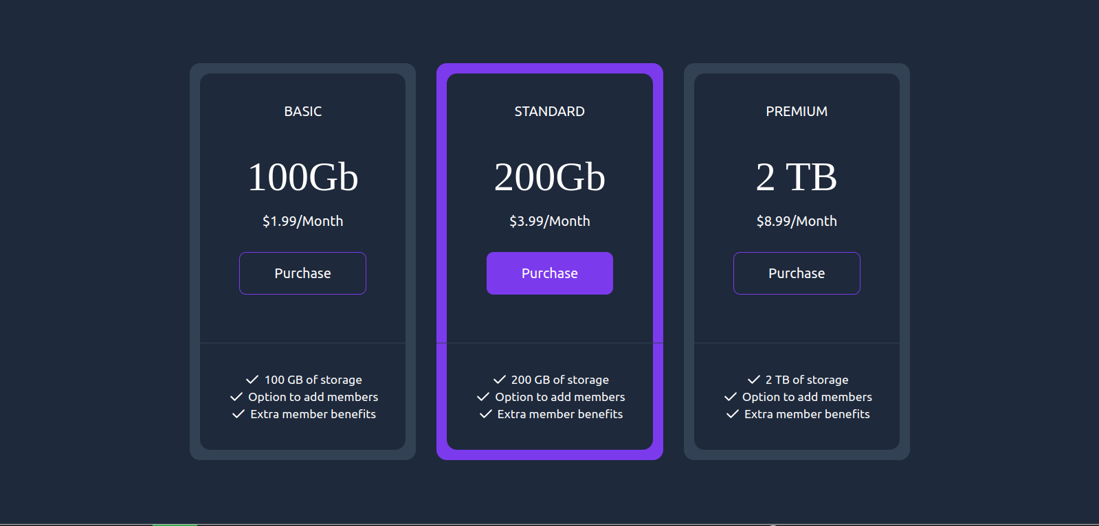 Pricing Cards